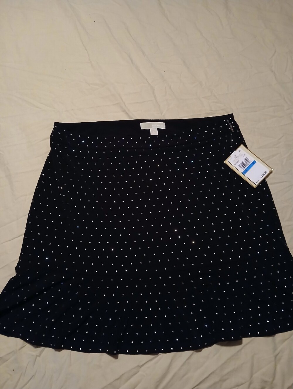 Michael Kors Black Rhinestone Skater Skirt
